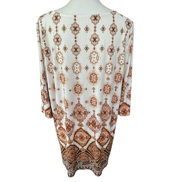 Naif Earth Tone Elbow Sleeve Tunic Top-Poly/Spandex-Size 2X - Picture 2 of 2